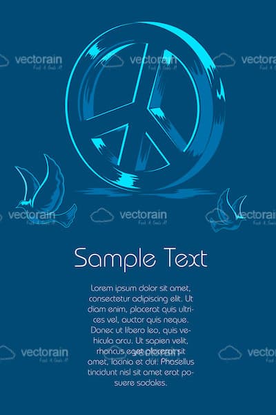 Peace Sign and Dove Silhouettes with Sample Text